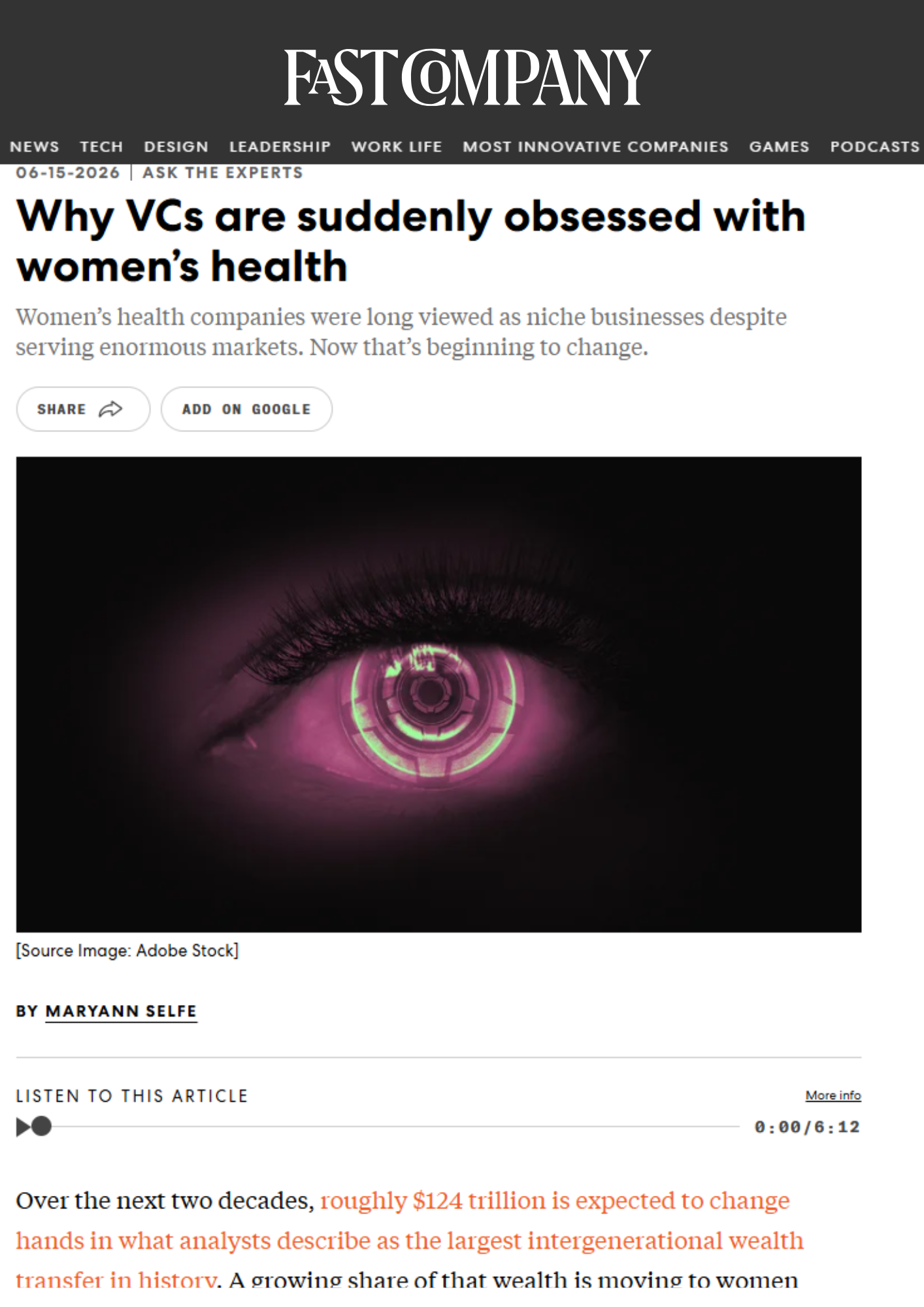 City AM Features Maryann Selfe 2